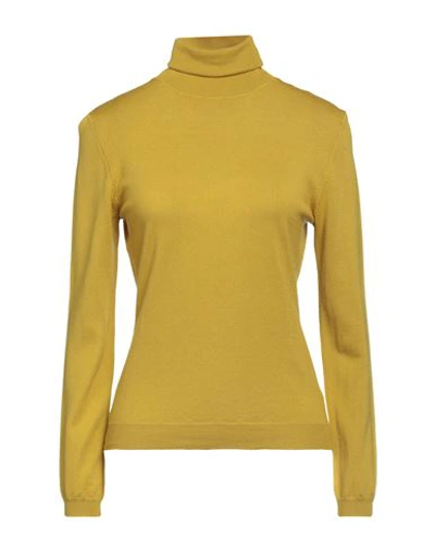 Aragona Woman Turtleneck Mustard Size 8 Wool In Yellow