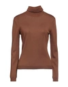 Aragona Woman Turtleneck Brown Size 12 Wool