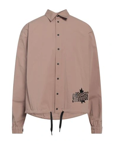 Dsquared2 Man Shirt Light Brown Size 40 Cotton, Elastane In Beige