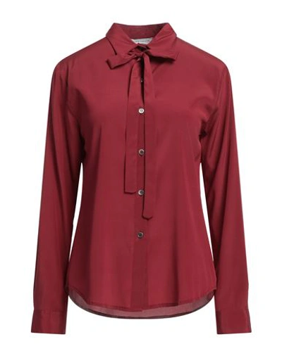 Société Anonyme Woman Shirt Brick Red Size 6 Silk, Rubber