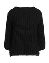 Croche Crochè Woman Sweater Black Size S Acrylic, Wool In Black