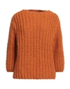 Croche Crochè Woman Sweater Orange Size S Acrylic, Wool