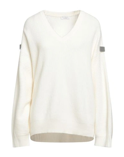 Brunello Cucinelli Woman Sweater Ivory Size Xxl Cashmere In White