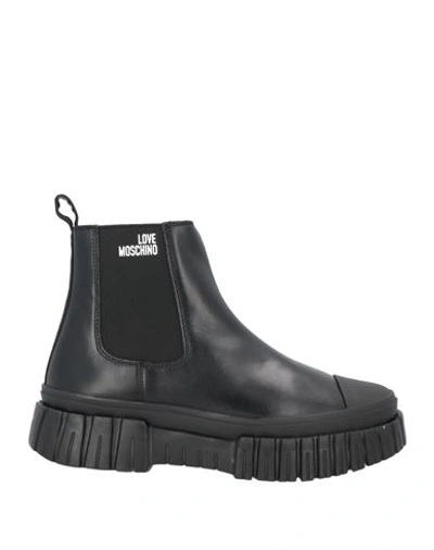 Love Moschino Woman Ankle Boots Black Size 11 Soft Leather