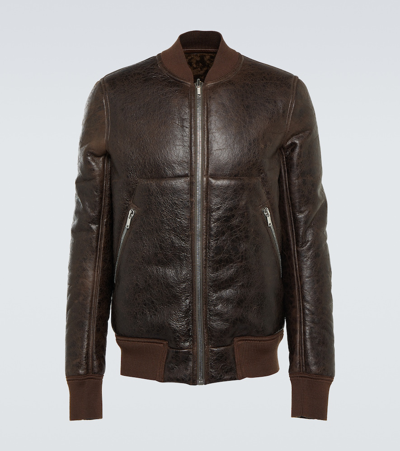 Rick Owens Leather And Shearling Jacket In Brown