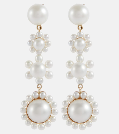Sophie Bille Brahe Fleur Jeanne 14kt Gold Earrings With Freshwater Pearls In Neutrals