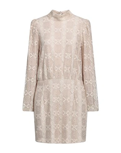 Souvenir Woman Mini Dress Beige Size M Polyamide, Cotton, Polyester, Elastane