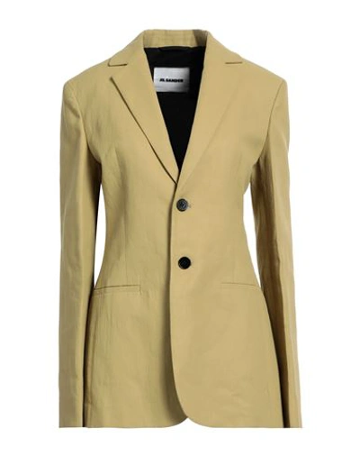 Jil Sander Woman Blazer Mustard Size 8 Linen, Cotton, Viscose, Elastane In Yellow