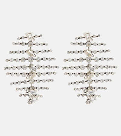 Saint Laurent Rhinestone-embellished Drop Earrings In Silver