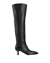 3juin Over-the-knee Leather Boots With Point Toe In Black