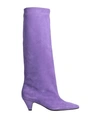 Jucca Woman Knee Boots Purple Size 11 Soft Leather In Purple