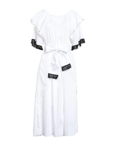 Clips More Woman Midi Dress White Size 10 Cotton, Polyamide, Elastane