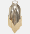 Rabanne Fringe-trimmed Sequined Halter Top In Gold
