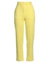 Brand Unique Woman Pants Yellow Size 2 Cotton, Elastane