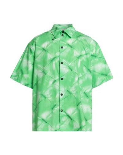 Msgm Man Shirt Green Size 17 Cotton