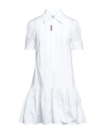 Dsquared2 Woman Short Dress White Size 4 Cotton