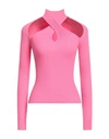 Msgm Woman Turtleneck Fuchsia Size Xl Viscose, Polyester In Pink