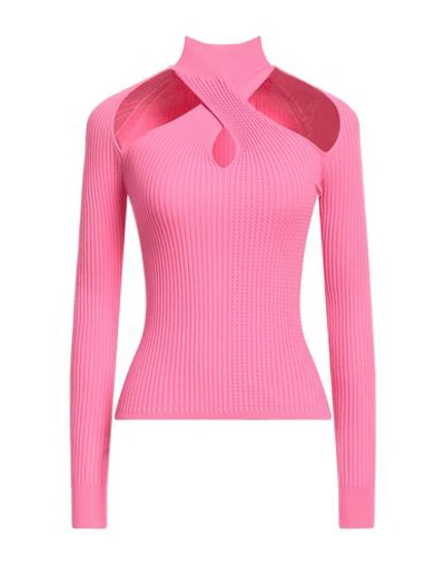 Msgm Woman Turtleneck Fuchsia Size Xl Viscose, Polyester In Pink