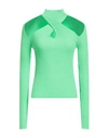 Msgm Woman Turtleneck Green Size L Viscose, Polyester