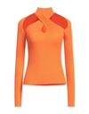 Msgm Woman Turtleneck Orange Size S Viscose, Polyester In Orange