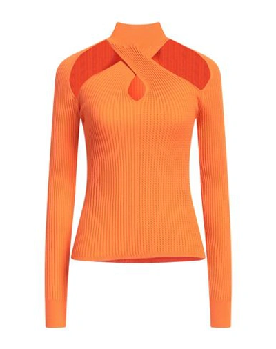 Msgm Woman Turtleneck Orange Size L Viscose, Polyester