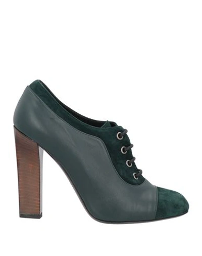 Diego Dolcini Woman Lace-up Shoes Dark Green Size 10 Soft Leather