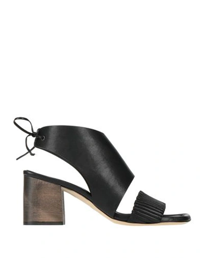 Malloni Woman Sandals Black Size 10 Soft Leather