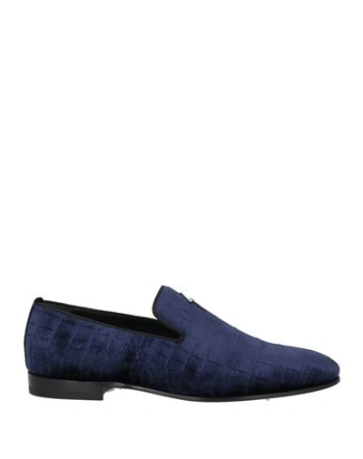 Giuseppe Zanotti Man Loafers Navy Blue Size 12 Textile Fibers