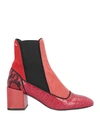 CUPLÉ CUPLÉ WOMAN ANKLE BOOTS RED SIZE 8 TEXTILE FIBERS