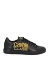 Cavalli Class Woman Sneakers Black Size 10 Calfskin In Black