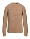 Irish Crone Man Sweater Camel Size Xl Virgin Wool, Polyester, Polyamide, Polyacrylic In Beige
