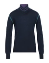 Hōsio Man Turtleneck Navy Size M Virgin Wool In Navy Blue