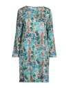 Kangra Cashmere Kangra Woman Mini Dress Emerald Green Size 12 Viscose, Silk, Elastane In Green