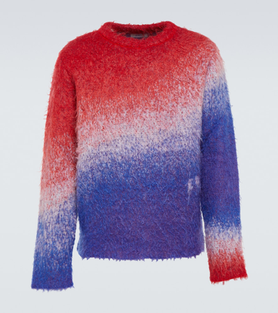 Erl Unisex Degrade Vneck Sweater Knit In Blue,red,white