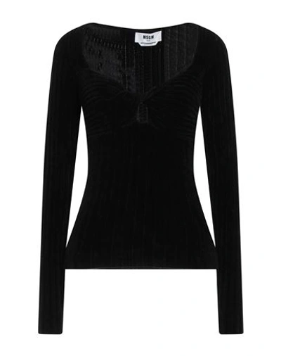 Msgm Woman Sweater Black Size Xl Viscose, Polyamide, Elastane