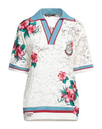 Dolce & Gabbana Man Polo Shirt Ivory Size 36 Cotton, Viscose, Polyamide, Polyester, Elastane In White