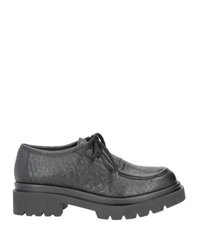 Paola Ferri Woman Lace-up Shoes Black Size 9 Soft Leather