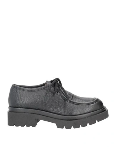 Paola Ferri Woman Lace-up Shoes Black Size 9 Soft Leather In Black