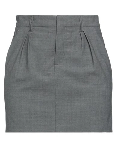 Brunello Cucinelli Woman Mini Skirt Lead Size 12 Virgin Wool, Polyamide, Elastane, Brass In Grey