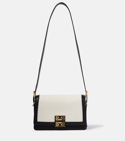 Givenchy Women's Medium 4g Crossbody Bag In Grained Leather And Canvas In Beige Black