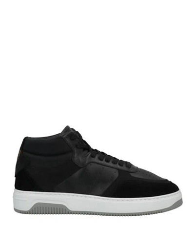 Pollini Man Sneakers Black Size 11 Soft Leather, Textile Fibers