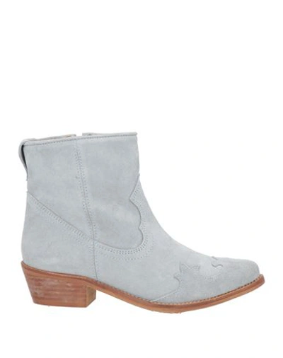 Cuplé Woman Ankle Boots Sky Blue Size 11 Soft Leather In Grey