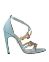 Zuhair Murad Woman Sandals Sky Blue Size 8.5 Textile Fibers