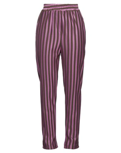 Le Streghe Woman Pants Mauve Size M Polyester, Cotton In Purple
