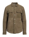 Selected Homme Man Jacket Military Green Size L Goat Skin