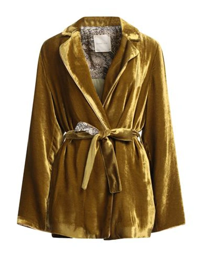 Hanami D'or Woman Blazer Sage Green Size 12 Viscose, Silk