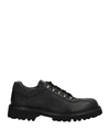 Pollini Man Lace-up Shoes Black Size 12 Soft Leather In Black