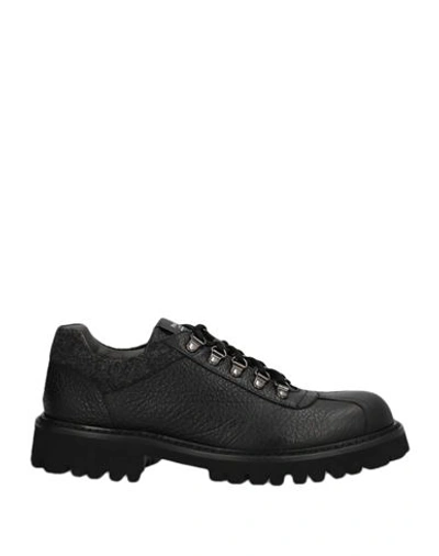 Pollini Man Lace-up Shoes Black Size 12 Soft Leather