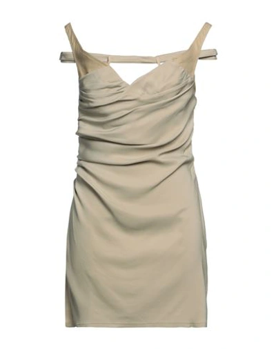Jacquemus Woman Short Dress Sand Size 8 Viscose, Silk, Elastane In Beige