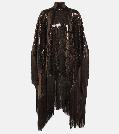 Taller Marmo Fringed-trimmed Sequined Minidress In Brown